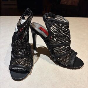 Black Mesh Cage Heels